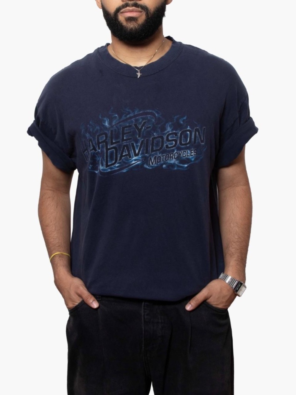 Harley Davidson Men's Navy and Blue T-shirt